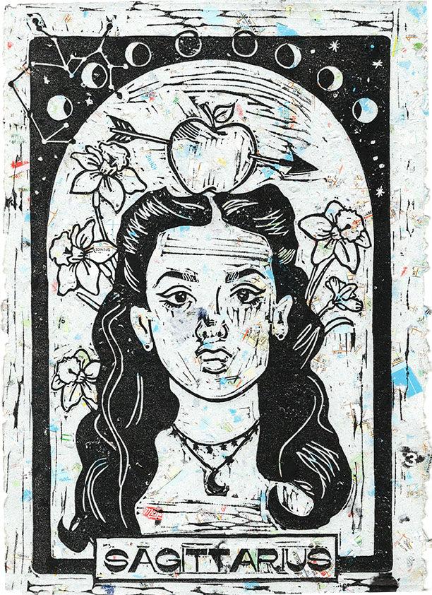 Sagittarius Lino Print