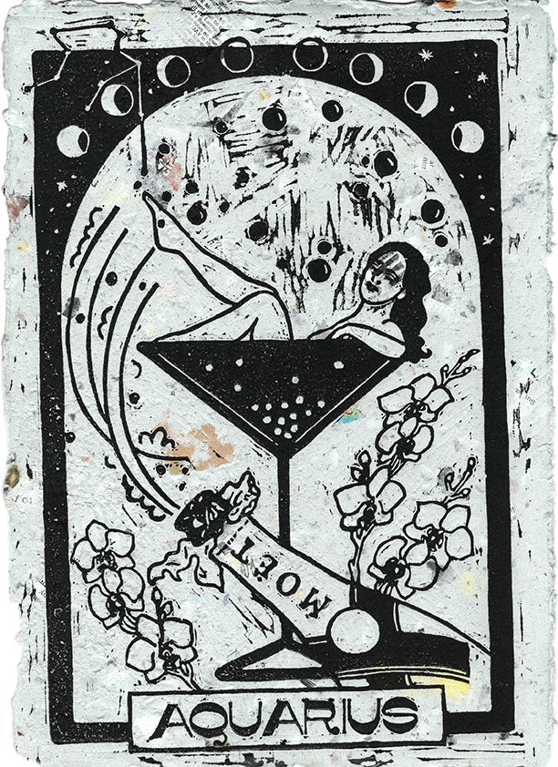 Aquarius Lino Print