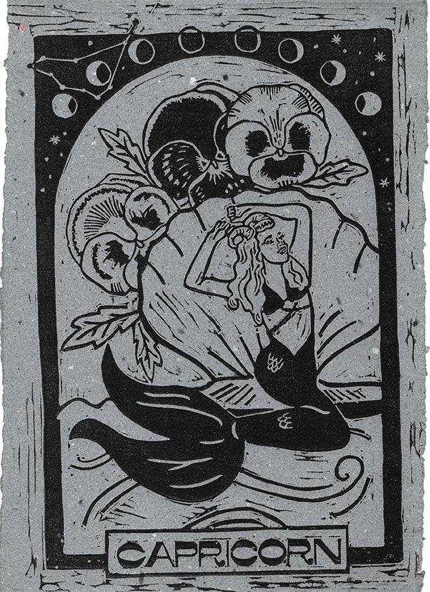 Capricorn Lino Print