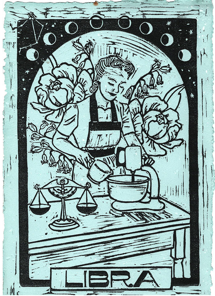 Libra Lino Print