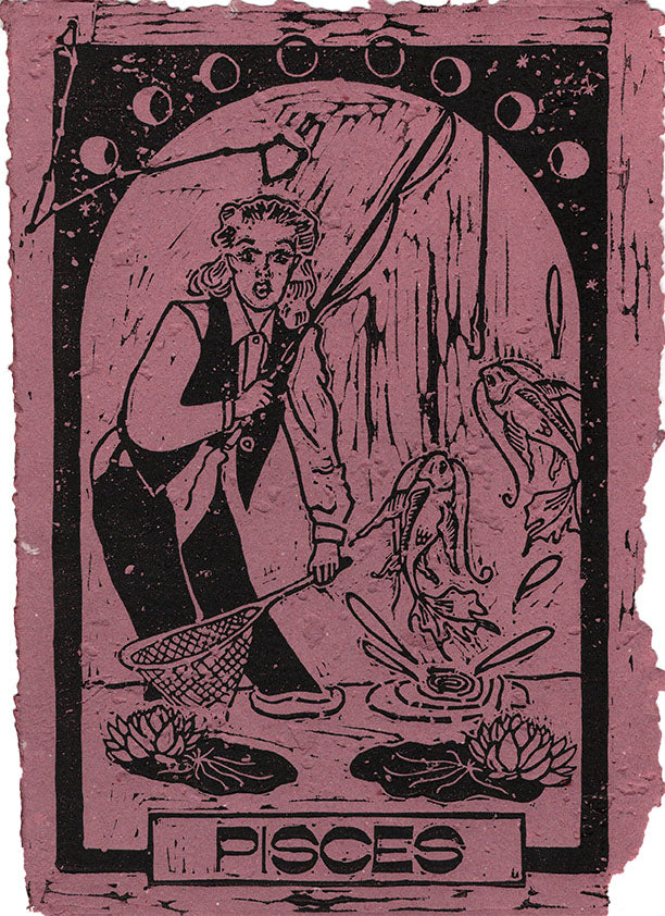 Pisces Lino Print