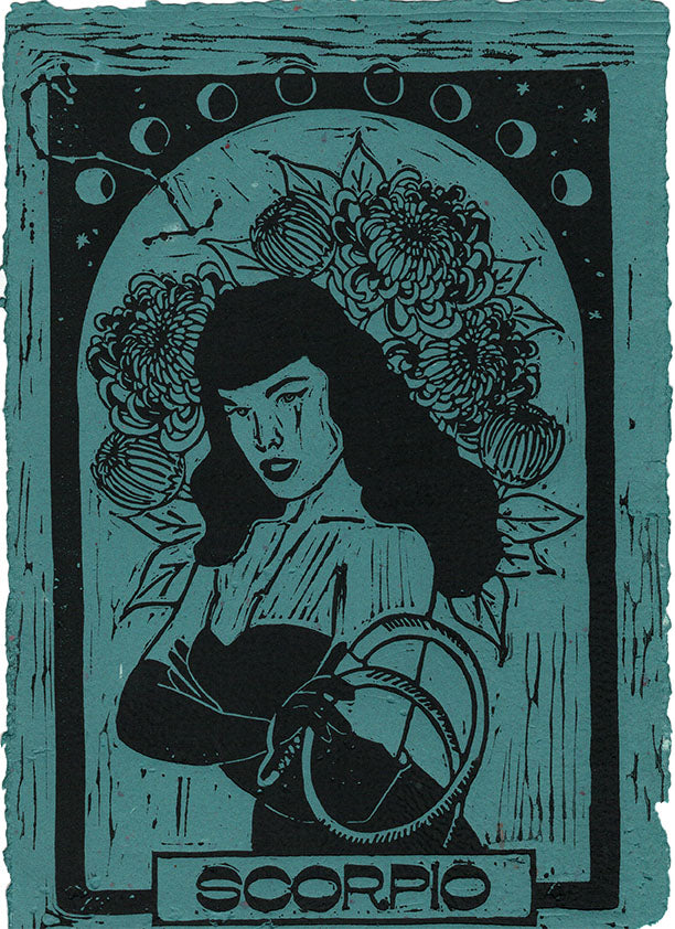 Scorpio Lino Print