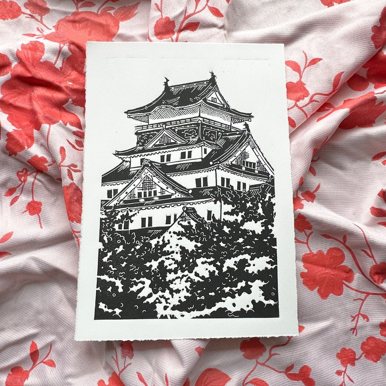 Osaka Castle Lino Print