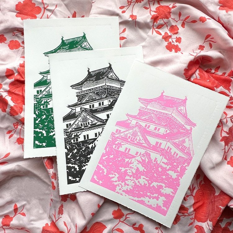 Osaka Castle Lino Print
