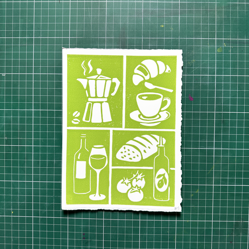 Green kitch kitchen Print