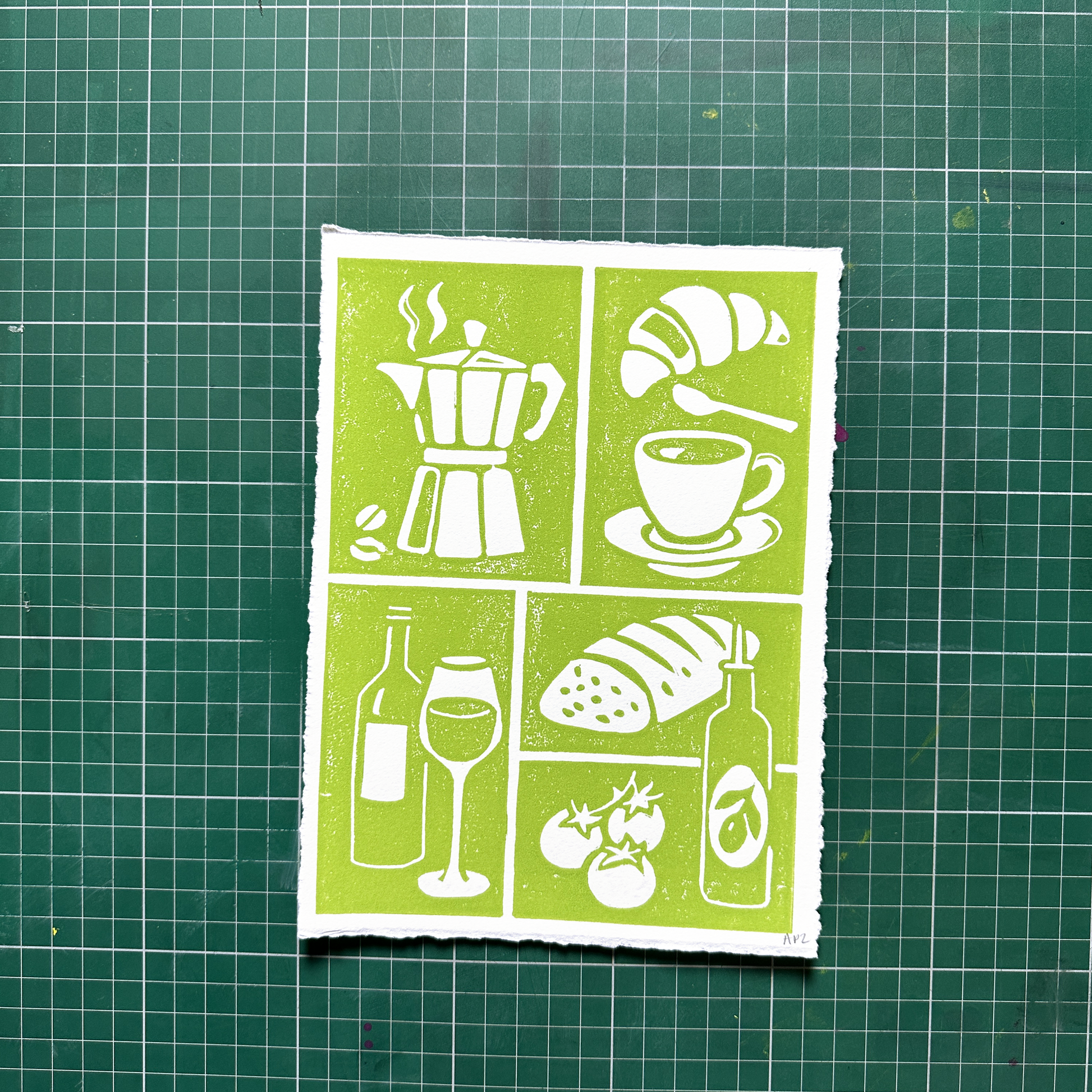 Green kitch kitchen Print