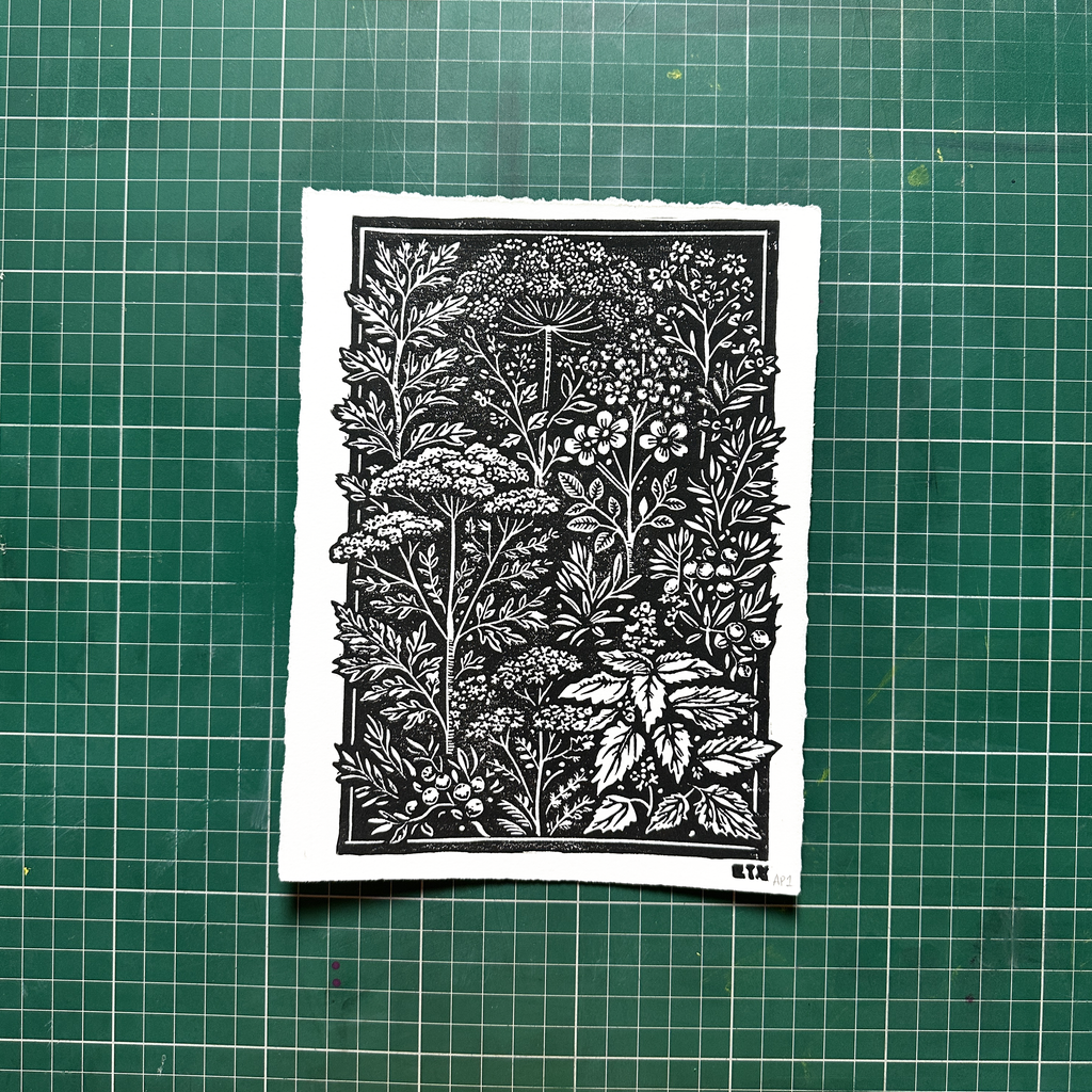 Black Floral Protection Print