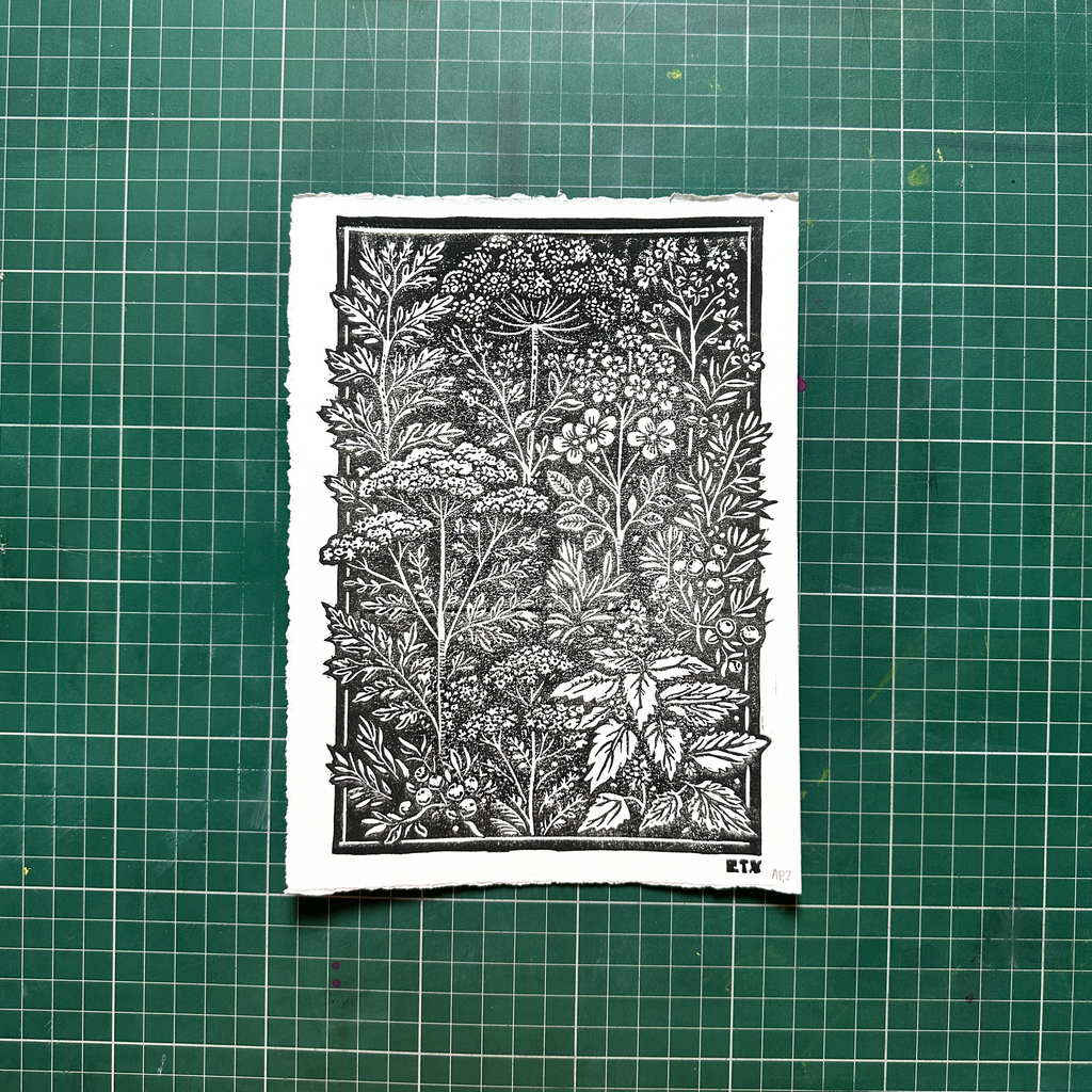 Black Floral Protection Print