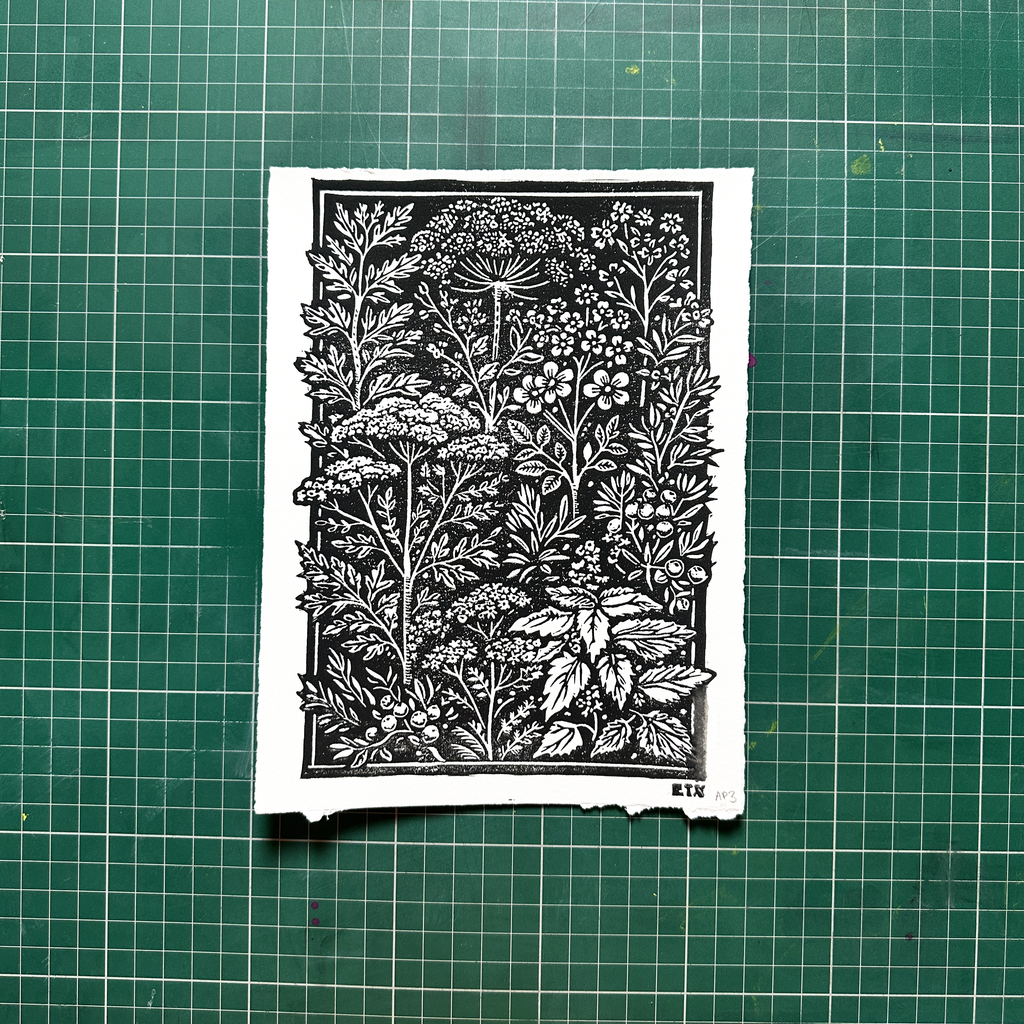 Black Floral Protection Print