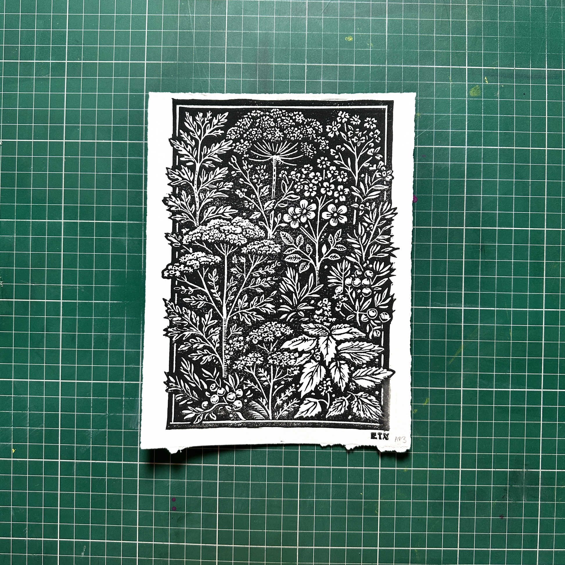 Black Floral Protection Print
