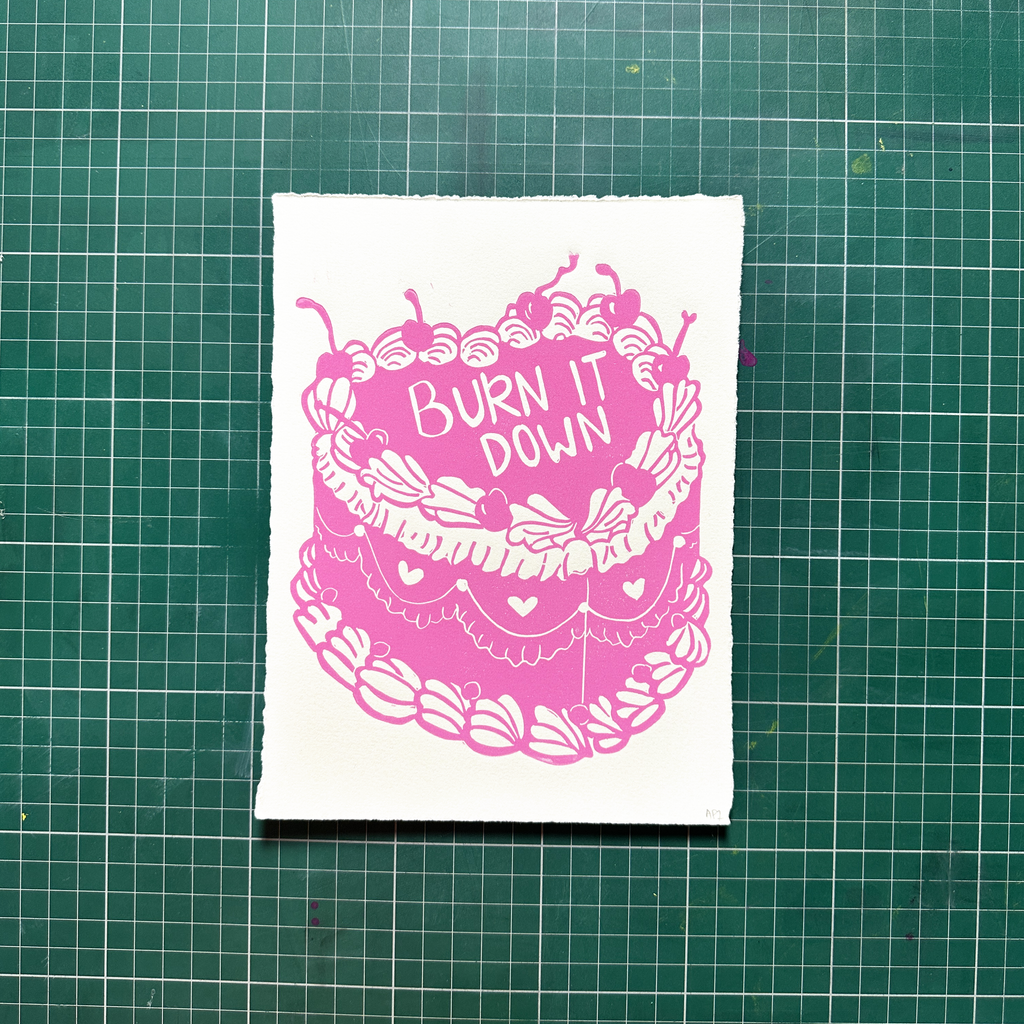 Pink Burn Cake Print