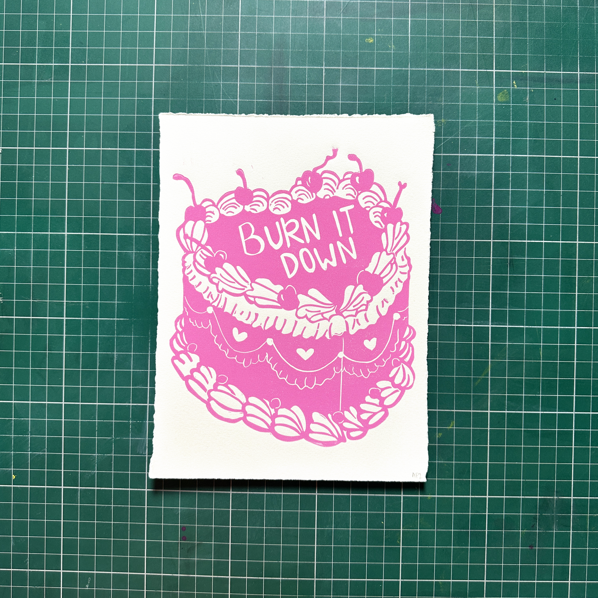 Pink Burn Cake Print