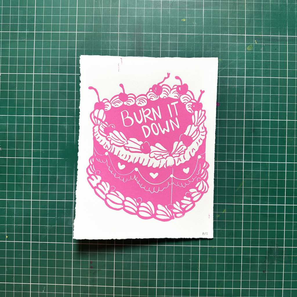 Pink Burn Cake Print