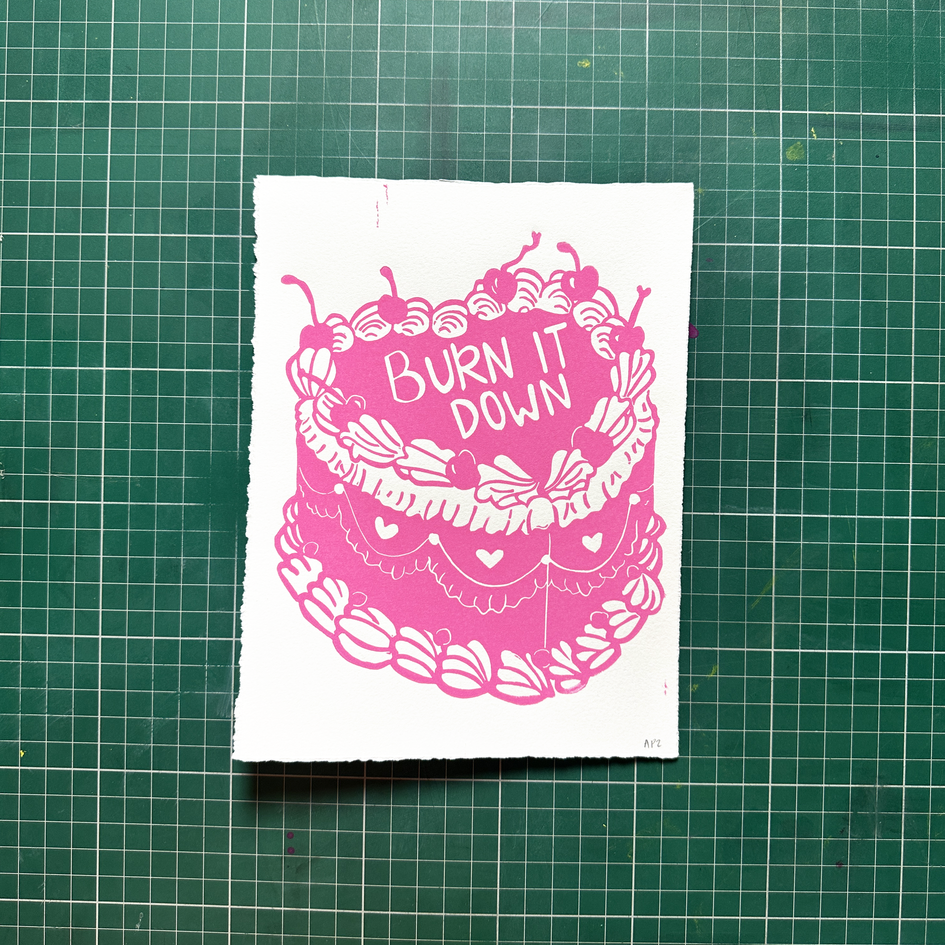 Pink Burn Cake Print