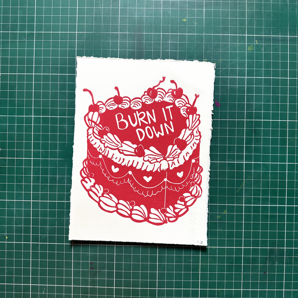 Red burn Cake Print
