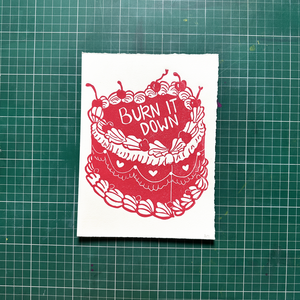 Red burn Cake Print
