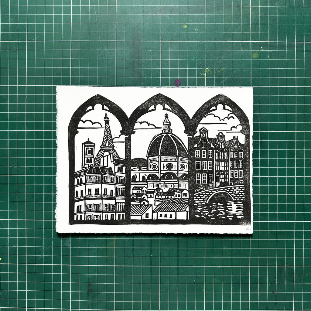 Black Euro Triptych Print