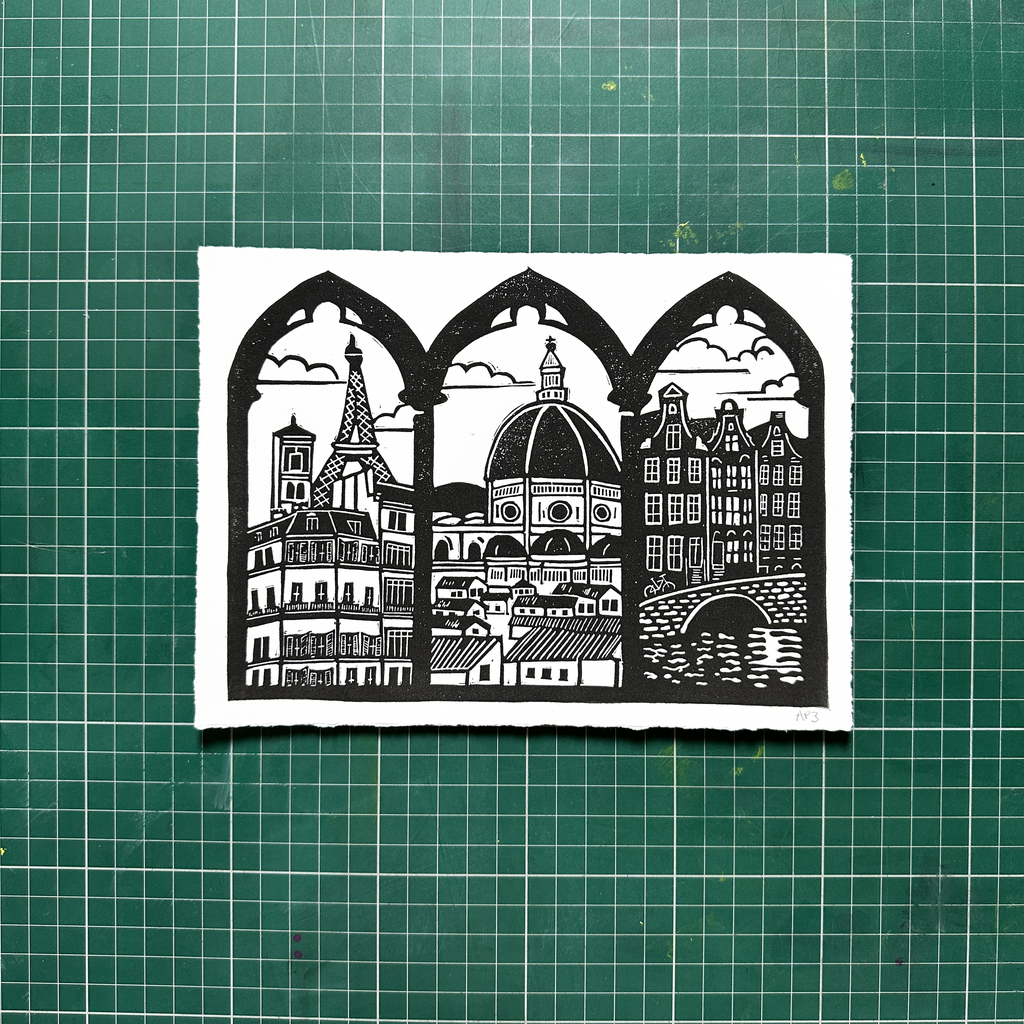 Black Euro Triptych Print