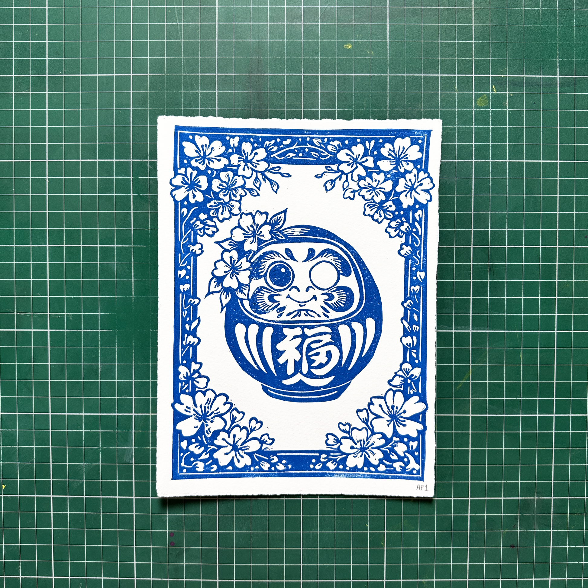 Blue Daruma Print