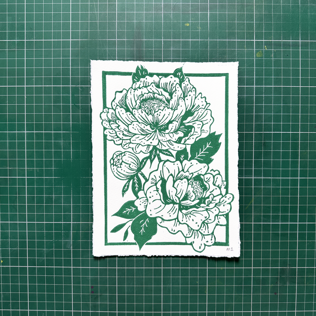 Green Peony Print