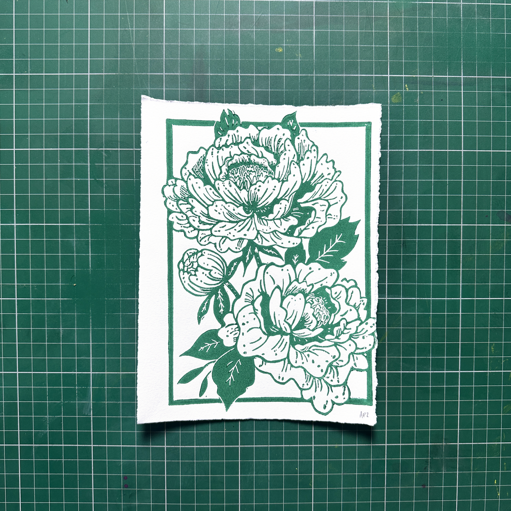 Green Peony Print