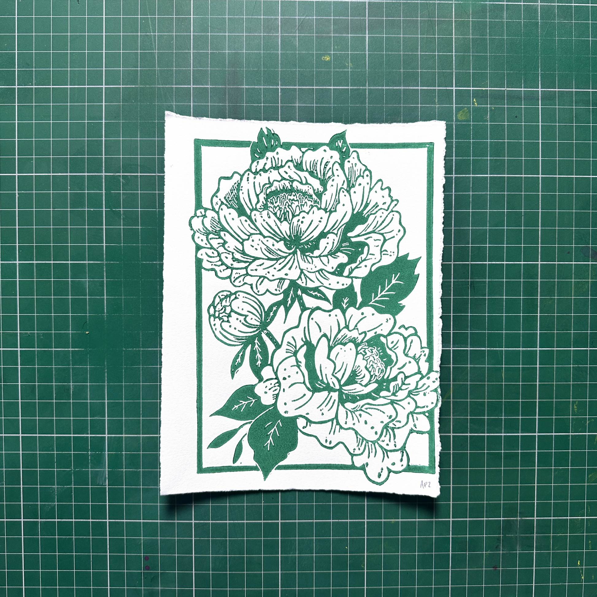Green Peony Print