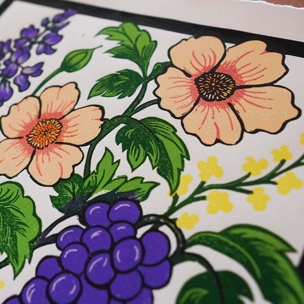 Springtime Reduction Lino Print