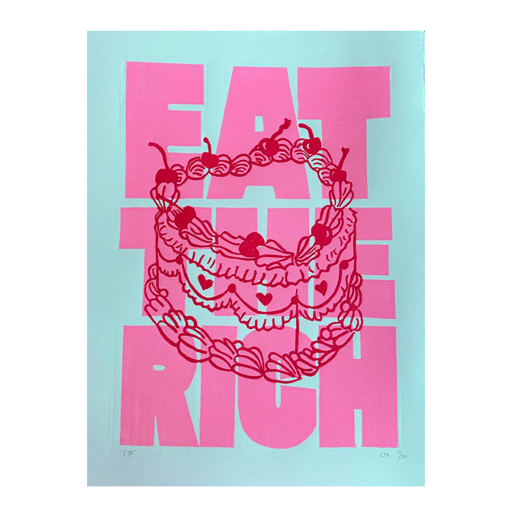 Eat The Rich - Original Reduction Lino Print