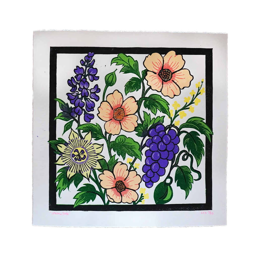 Springtime Reduction Lino Print