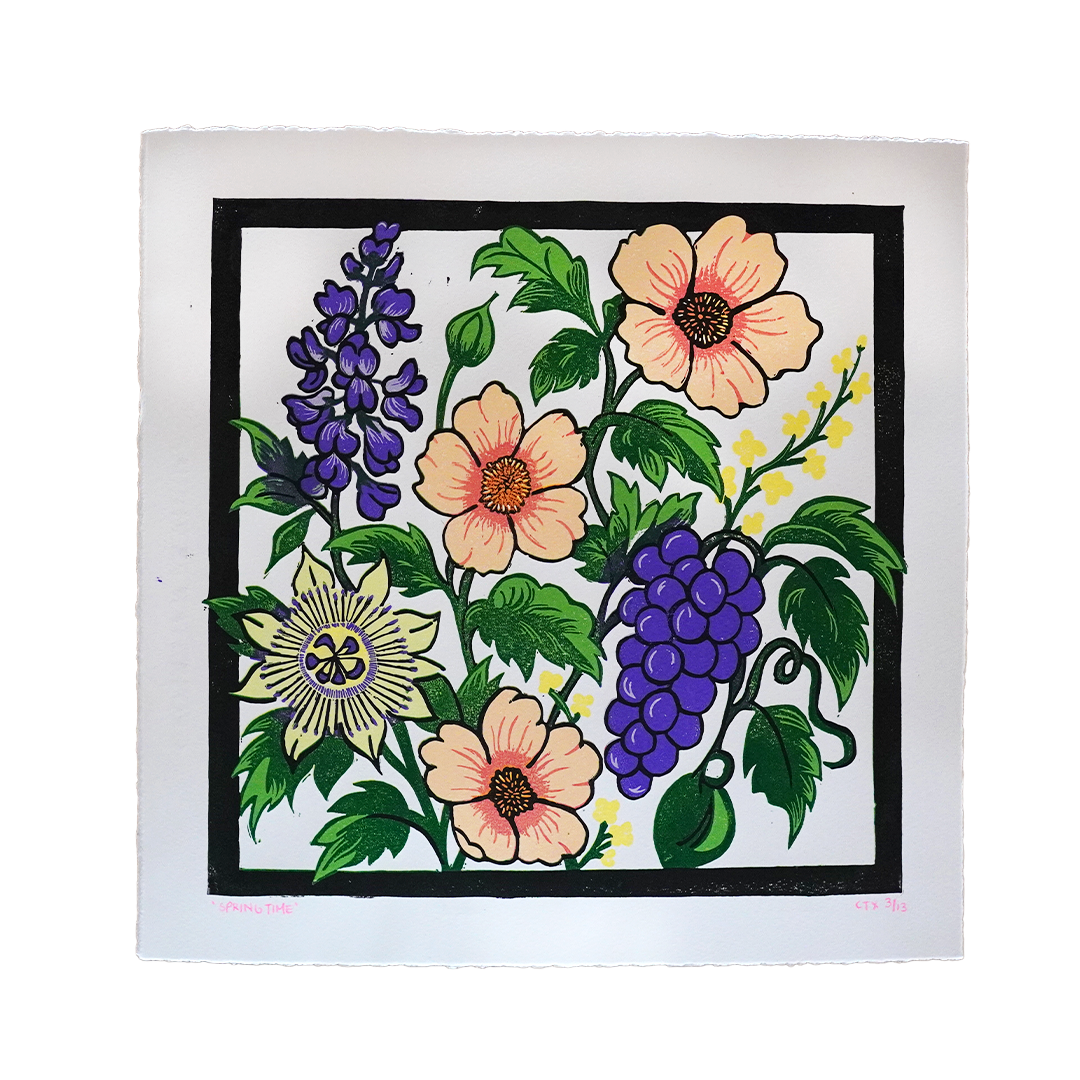 Springtime Reduction Lino Print