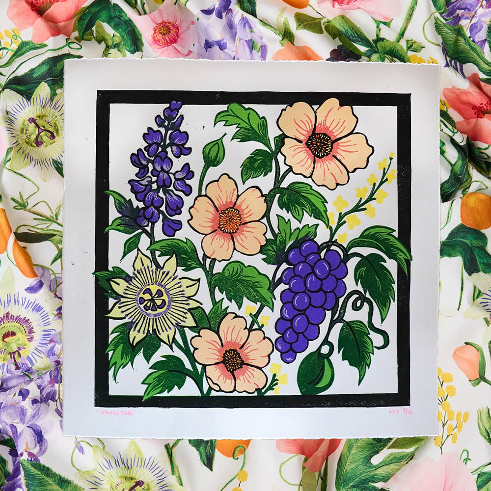 Springtime Reduction Lino Print