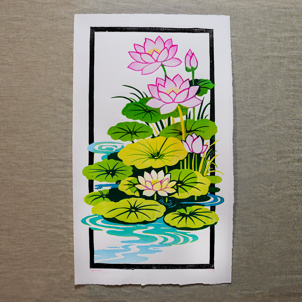 Water Lily Reduction Lino