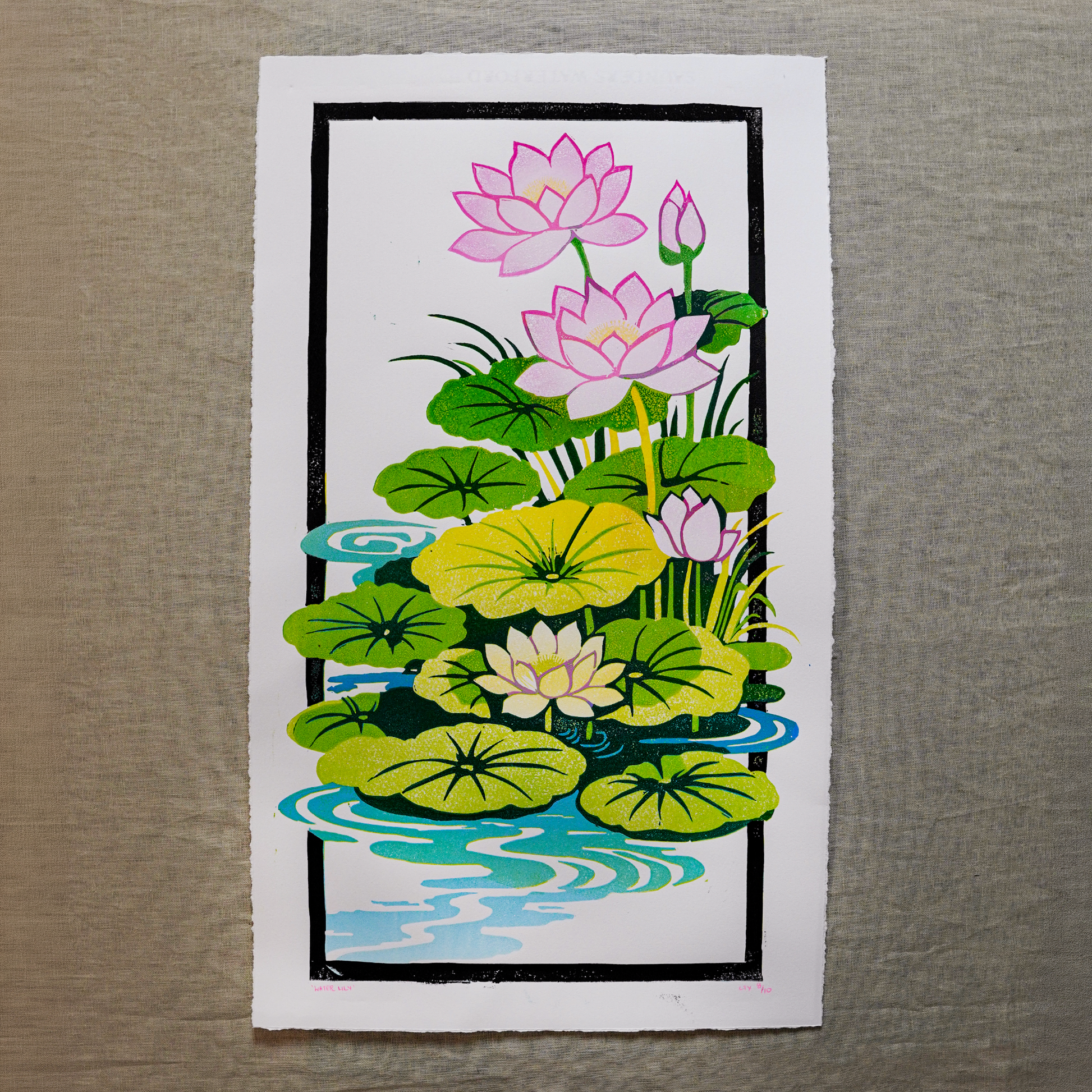 Water Lily Reduction Lino