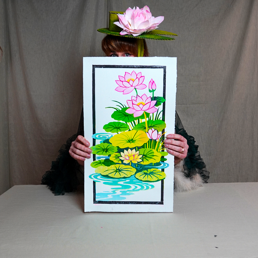 Water Lily Reduction Lino