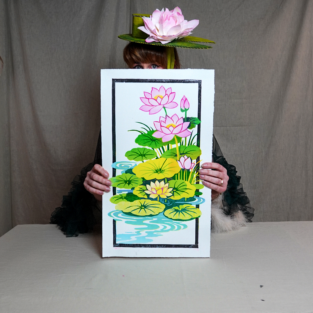 Water Lily Reduction Lino